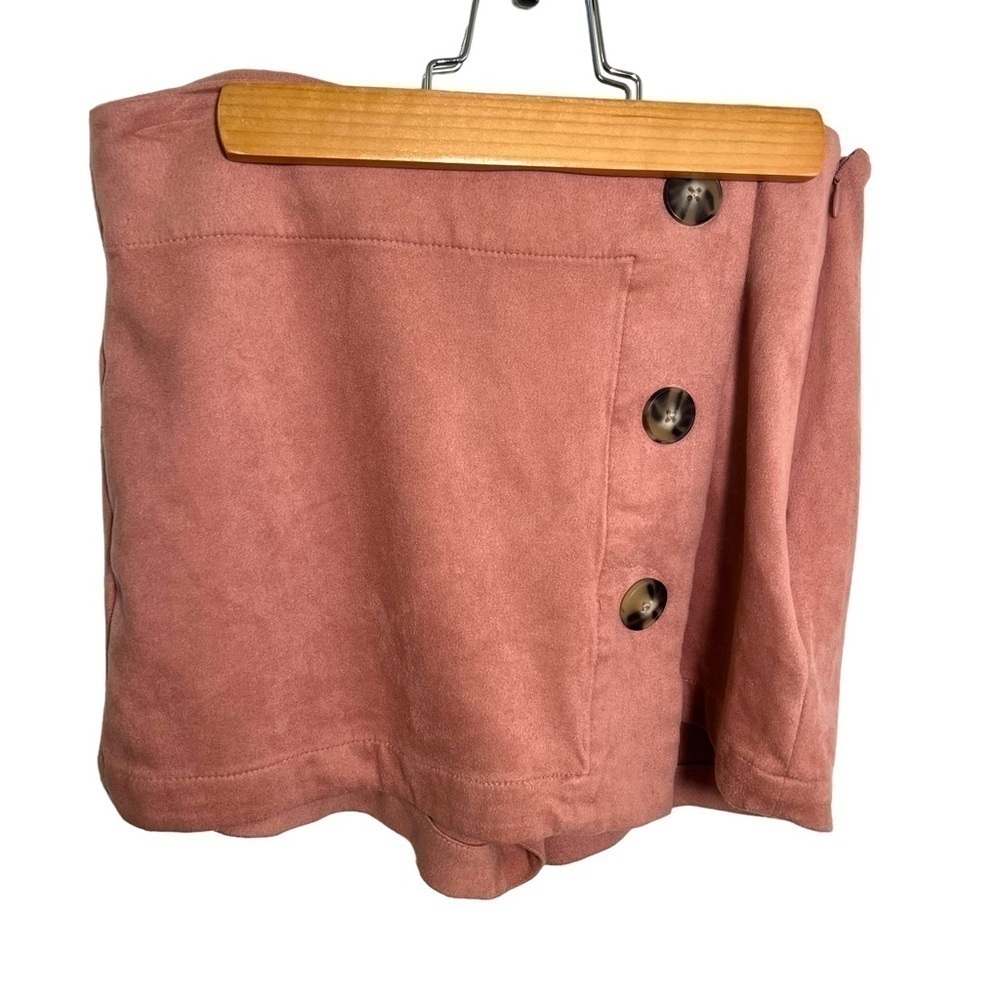 L.A. Hearts Women's Size Small Faux Suede Button Front Skort Blush Pink Stretch